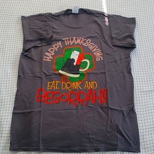 Port & Company Thanksgiving Short sleeve tee-shirt, size Large, Gray color